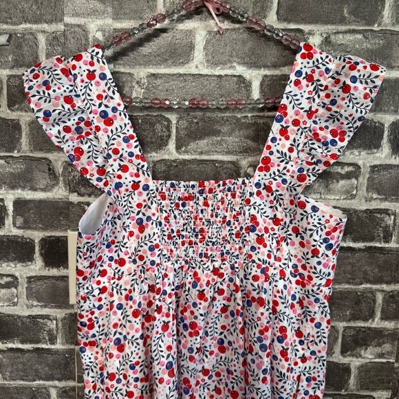 Draper James Maddie Babydoll Dress in Berry Print white red floral mini - Picture 13 of 14